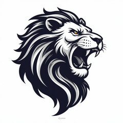 Roaring lion head logo, fierce wild animal emblem, branding identity icon, vector
