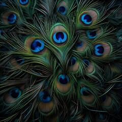 Obraz premium a group of peacock feathers laying on top of each other, a m trending on pexels, art photography, peacock feathers, peacock colors, beautiful feathers