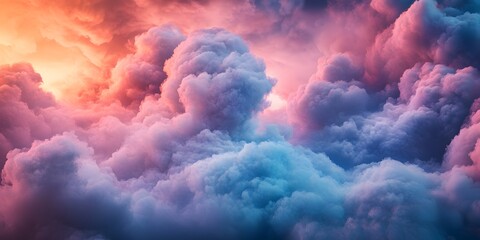 Dramatic Pink and Blue Cloudscape Stunning Aerial View Soft Pastel Colors Dreamy Sky Textured Background Beautiful Fluffy Clouds Abstract Nature Image