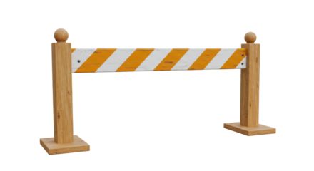 Isolated wooden barrier with reflective stripes