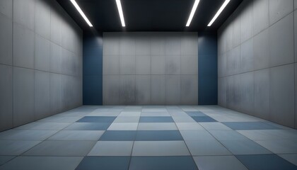 A wide-angle shot of a concrete wall and floor, the wall is made up of several vertical panels, each with a slightly different texture and color