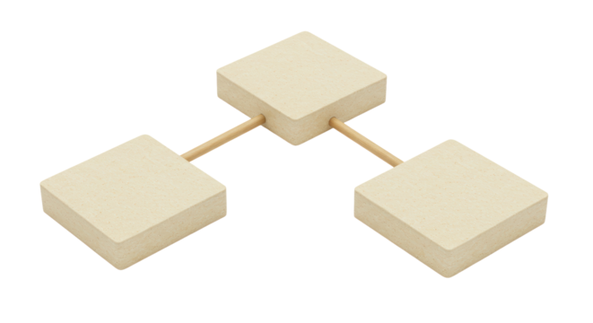 Isolated Three Wooden Blocks Connected by Dowels Structure