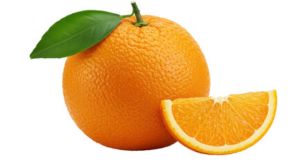 Isolated fresh orange with slice
