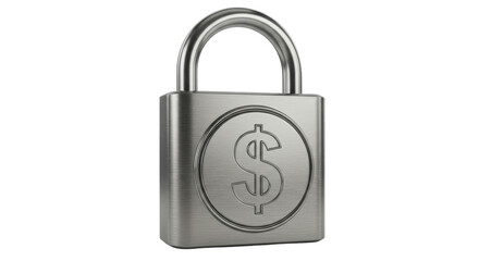 Isolated metal padlock with dollar sign