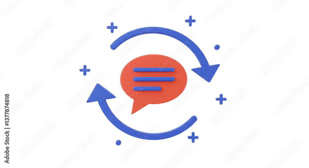 Poster isolated chat bubble with arrows refreshing communication