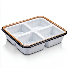 White Plastic Food Tray with Four Divided Compartments, Generative AI.