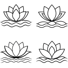 Fototapeta premium Set of vector floral elements and lotus flower illustrations
