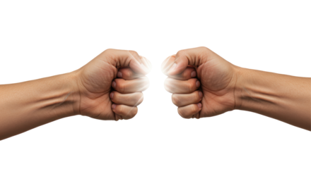 Isolated fists bumping