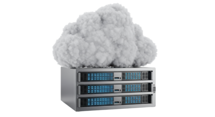 Isolated Server Rack with Cloud Above
