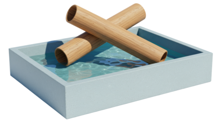 Isolated Minimalist Spa Zen Garden with Bamboo and Water