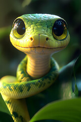Fototapeta premium Adorable Cartoon Snake