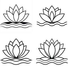 Fototapeta premium Set of vector floral elements and lotus flower illustrations