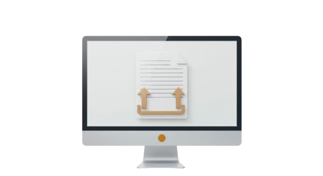 Isolated Computer Uploading Document File - Powered by Adobe