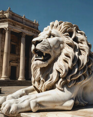 Naklejka premium White_marble_lion_statue_1