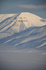 snow covered mountains, Svalbard, Spitsbergen, arctic circle