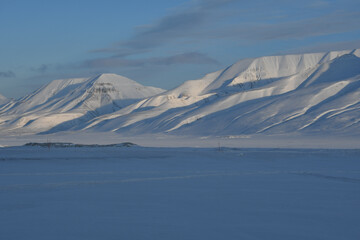 snow covered mountains, Svalbard, Spitsbergen, arctic circle