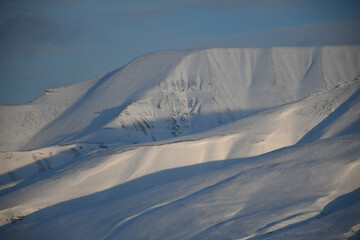 snow covered mountains, Svalbard, Spitsbergen, arctic circle