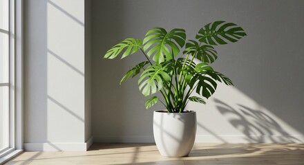 Obraz premium 窓辺に輝く緑 爽やかで美しい観葉植物