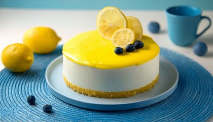 delicious lemon cake delightful blue design sweet treat