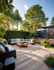 Modern Backyard with Stylish Patio and Garden Plants