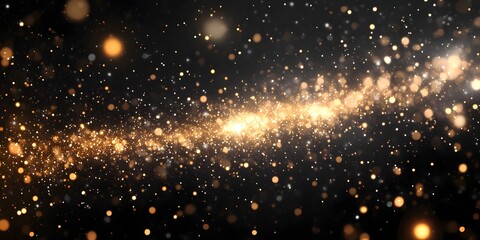 Fototapeta premium A dazzling array of golden bokeh lights scattered across a dark background creating a magical effect
