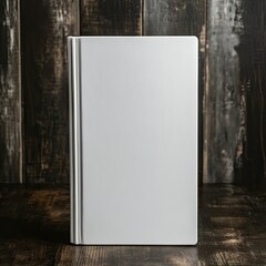Blank white book on wooden background