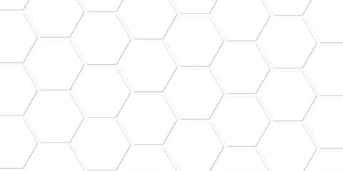 abstract background with hexagons, Futuristic honeycomb mosaic white background. Realistic geometric mesh cells texture. Abstract white vector wallpaper with hexagon