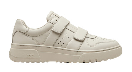 Isolated Beige Sneaker with Velcro Straps
