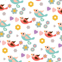 Pattern con uccellini e fiori