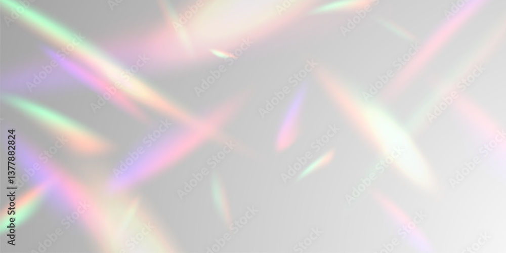 Wall mural light effect and zigzag ribbon falling from above on a beam of light, tinsel vector