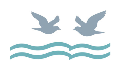 Isolated Birds over Water Symbol