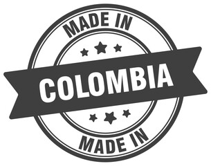Made in Colombia round sign. Made in Colombia stamp.
