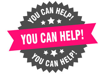 you can help. you can help round pink label isolated on transparent background