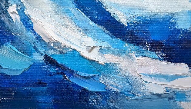 textura de pintura al oleo abstracta sobre lienzo obra de arte moderna colorida trazos abstractos de pintura azul y blanca