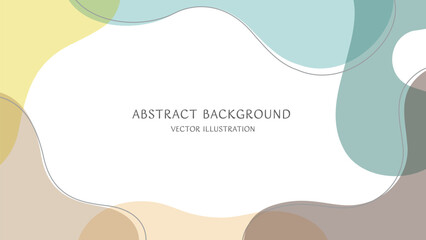 アースカラーの抽象的な形で構成した北欧風のおしゃれなフレーム背景素材。16:9サイズのベクターイラスト