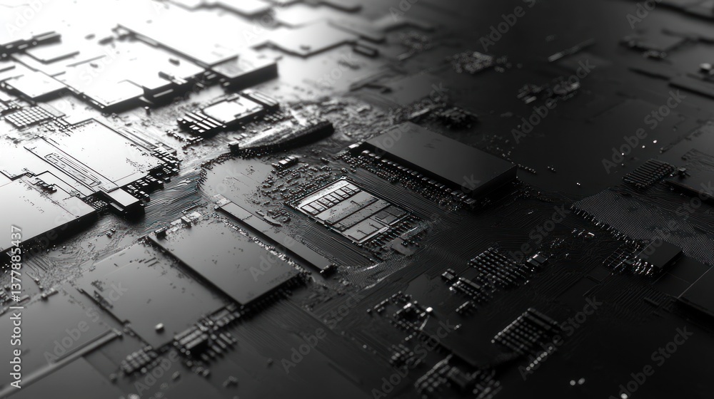 Aufkleber abstract close-up of a microchip's intricate circuitry