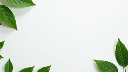 Naklejka premium Green leaves pop against a clean white background in natural beauty