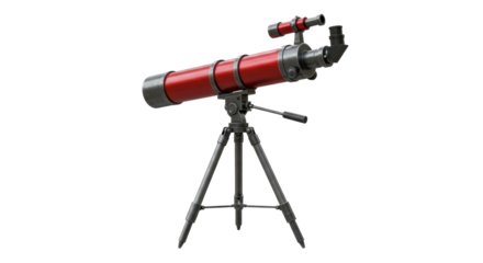 Isolated Red Telescope on a Tripod