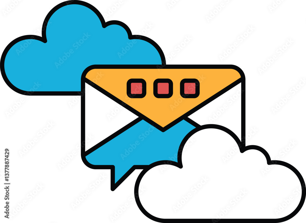 Poster a cloud with an envelope on top of it