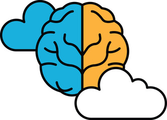A brain with a cloud in the background
