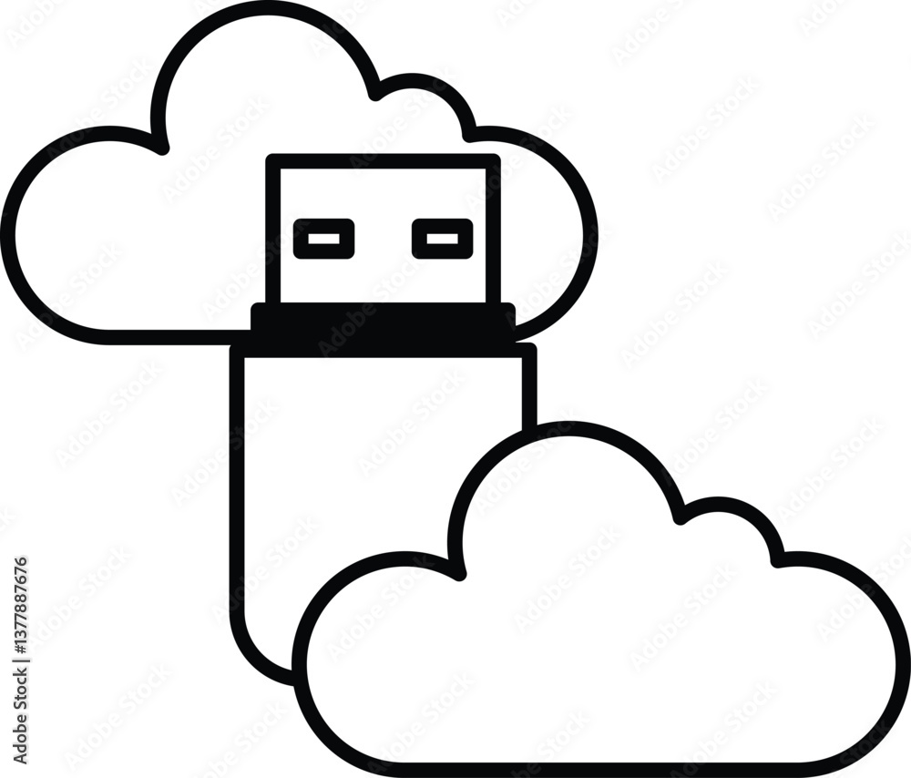 Poster usb flash drive is shown with a cloud in the background