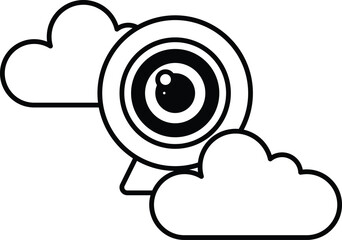 cloud with a camera lens in the middle