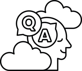 head with a A on it The head is surrounded by clouds