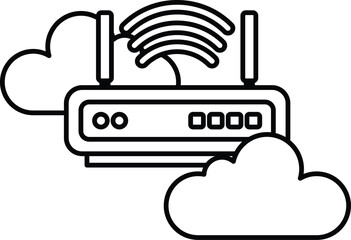 wifi router is shown with a cloud in the background