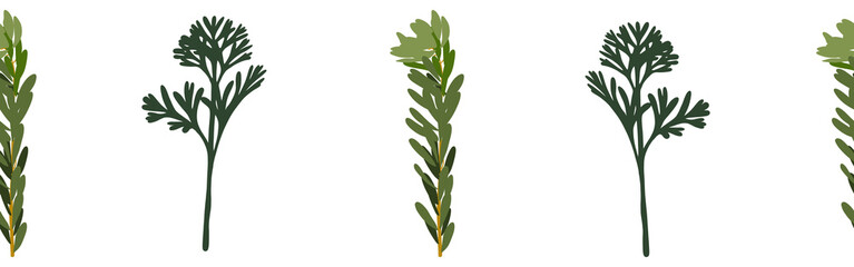 Leaves border on a white background. Hand-drawn illustration. Perfect for spring and summer.	