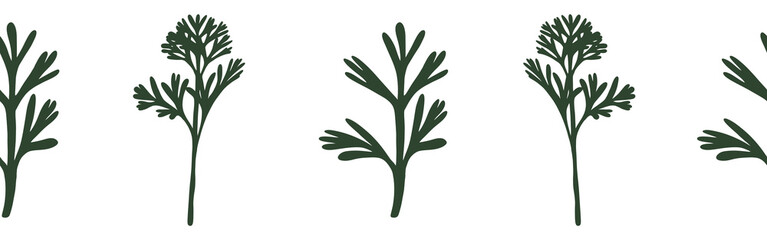  Leaves border on a white background. Hand-drawn illustration. Perfect for spring and summer.