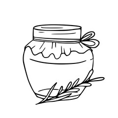 simple honey pot line art with twig