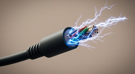 電気ケーブル 青白い閃光 鮮やか 精密な構図