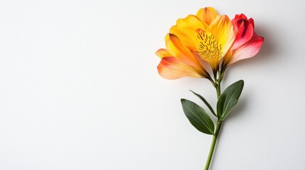 Obraz premium Vibrant Alstroemeria Flower on White Background: A Stunning Floral Display