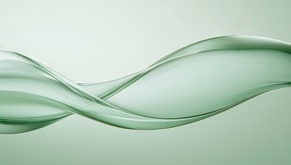 Abstract fluid forms in a soft sage green